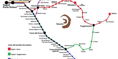 નકશો circumvesuviana ટ્રેન રૂટ